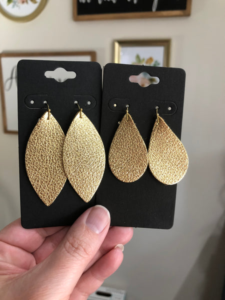 Shiny Gold Metallic Pebble Textured Leather