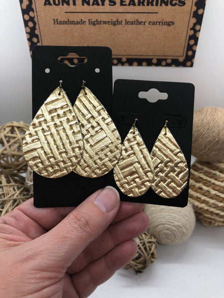 Gold Metallic Basketweave Textured Leather