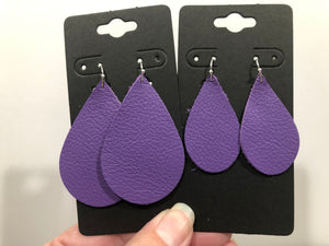Light Royal Purple Pebbled Leather Earrings