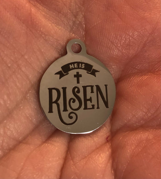 "He Is Risen" Silver Charm Necklace