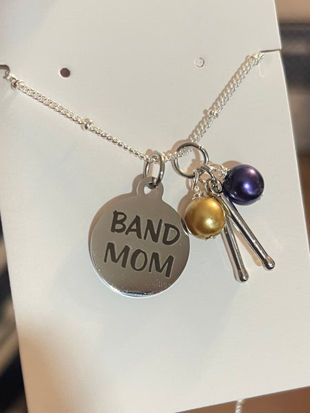 "BAND MOM" Silver Charm Necklace