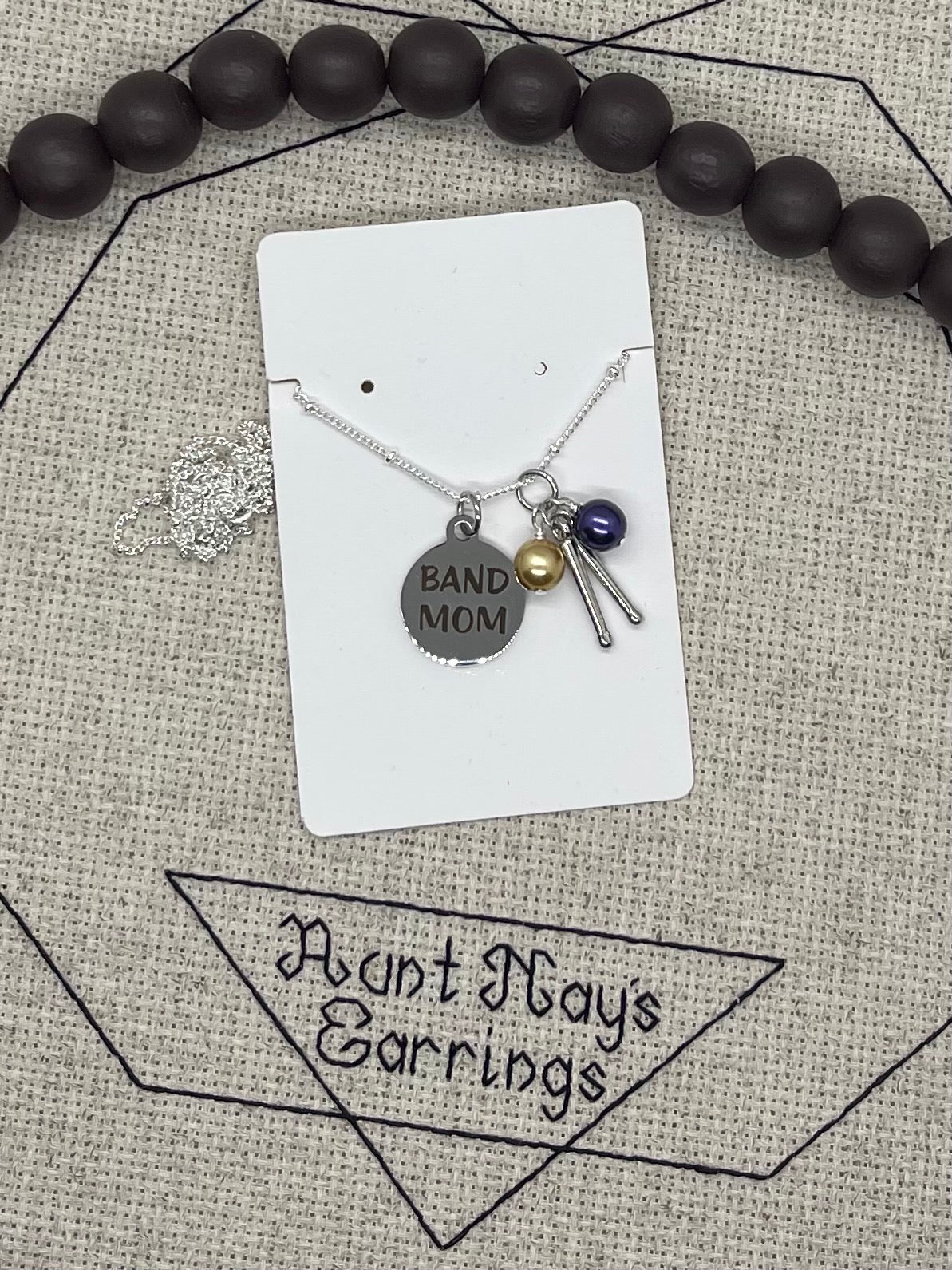 "BAND MOM" Silver Charm Necklace