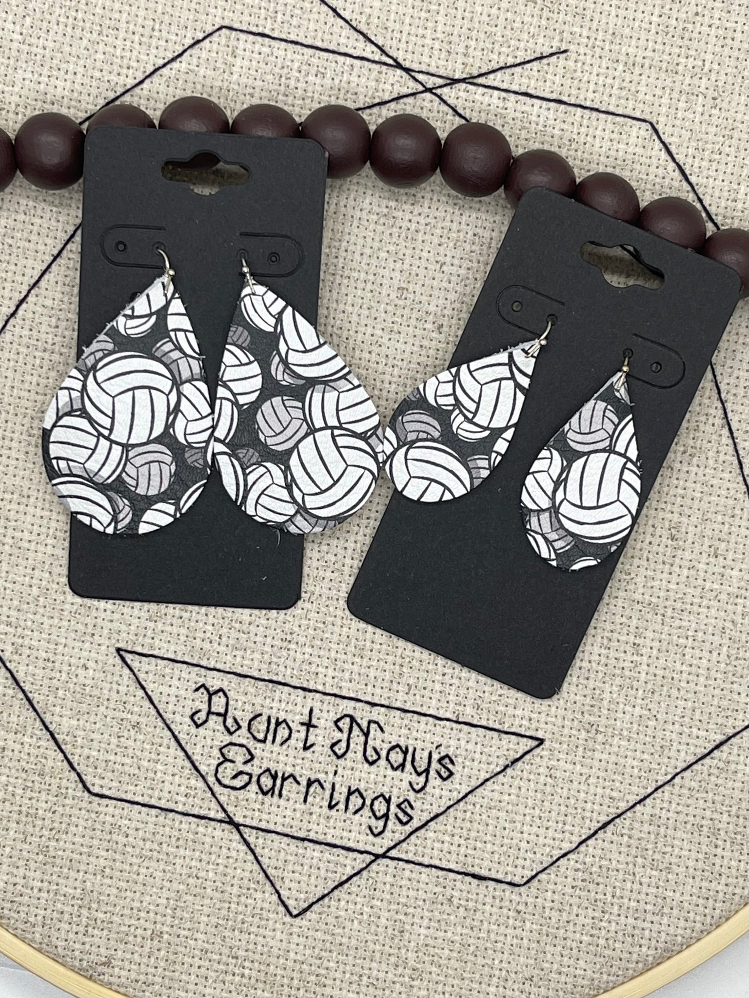 Volleyball Print Leather Earrings