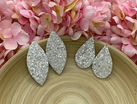 Pearly White Chunky Glitter Leather Earrings