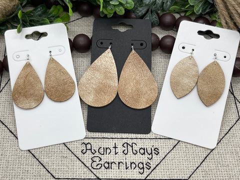 Distressed Cognac Brown Tan and White Leather Earrings