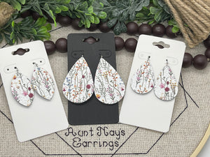 Wildflower Print Leather Earrings
