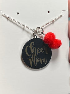 Cheer Mom Silver Charm Necklace