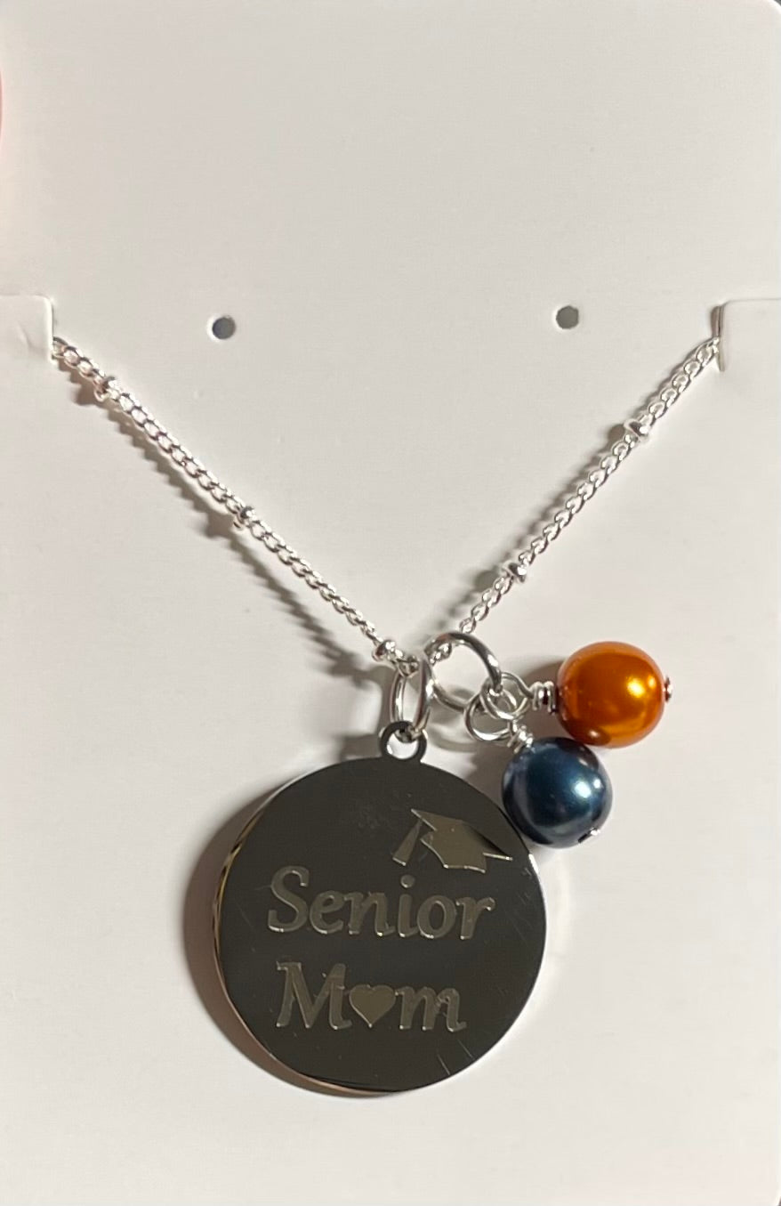 Senior Mom Silver Charm Necklace