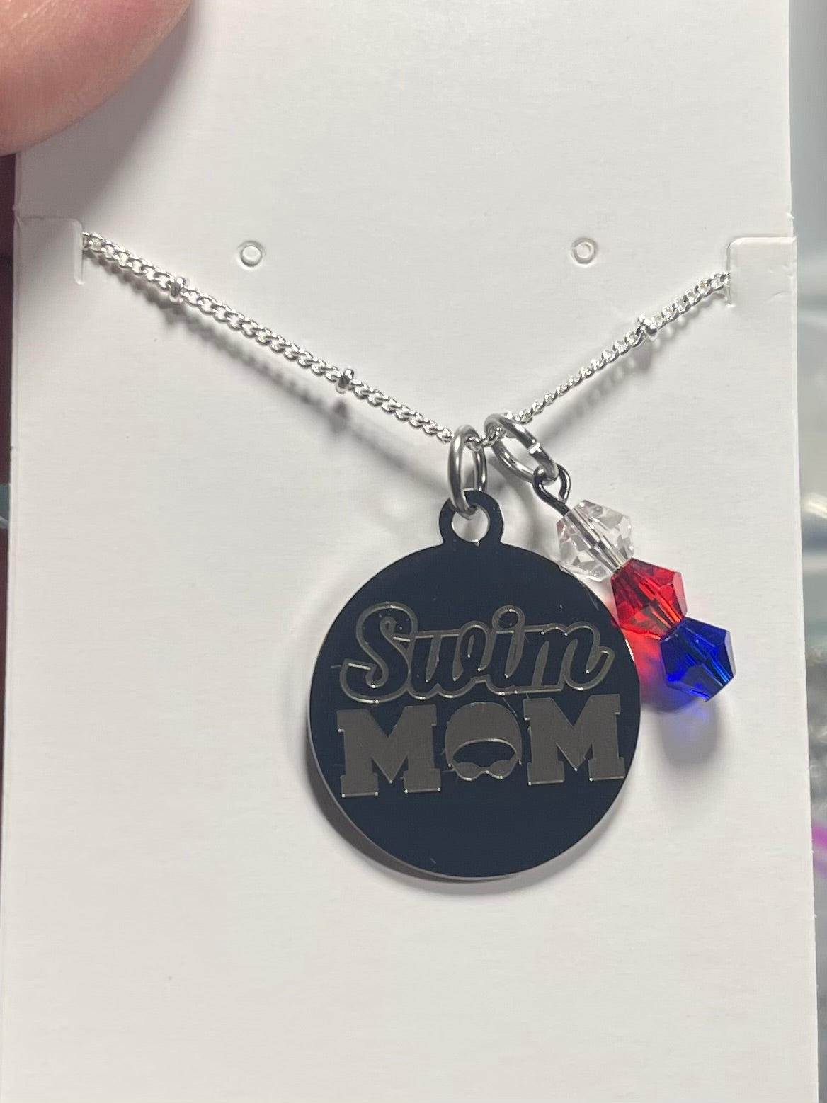 Swim Mom Silver Charm Necklace