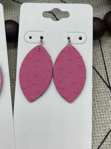 Heart Embossed Leather Earrings